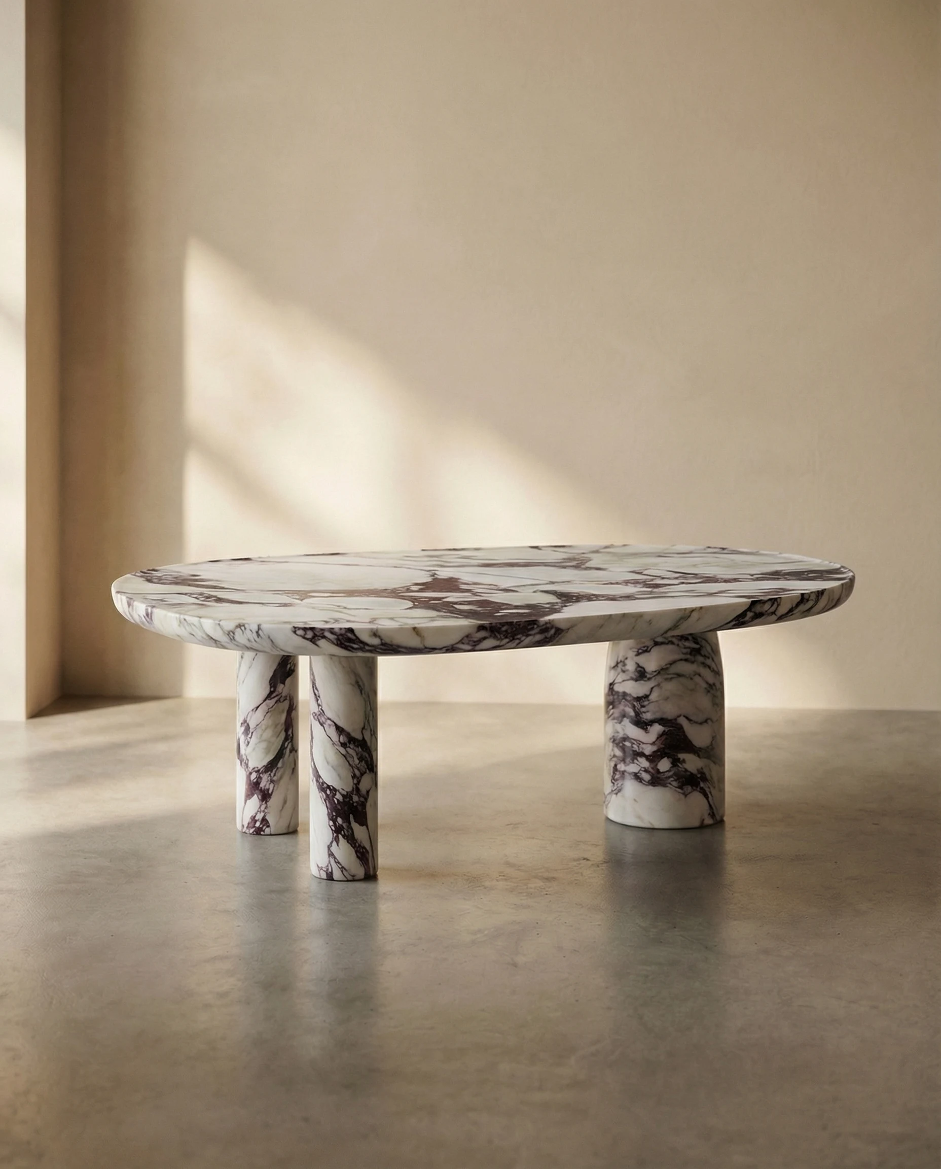 Icaro Side Table in Calacatta Viola marble